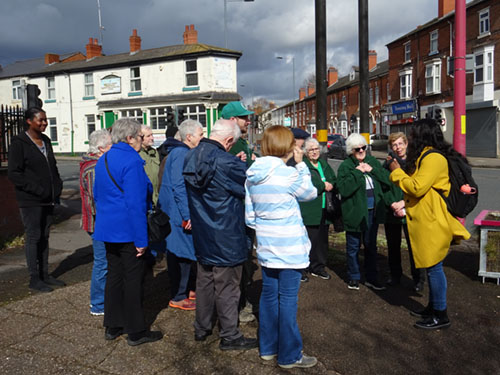 group engaged in Irish roots of Handsworth trail.