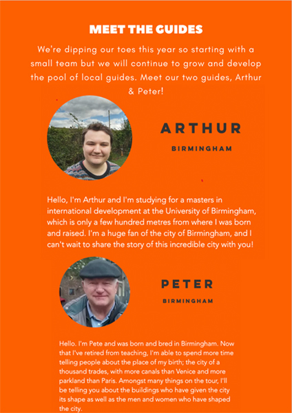 information about the guides working for Walking Tours in Birmingham