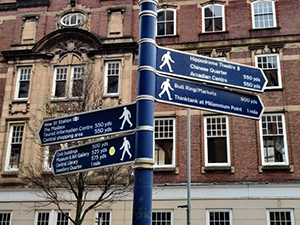signpost in central birmingham