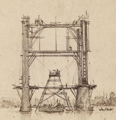 pugins drawing of the iron bridge rouen