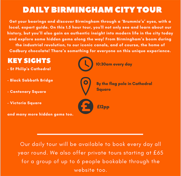 information about the daily walking tour in birmingham